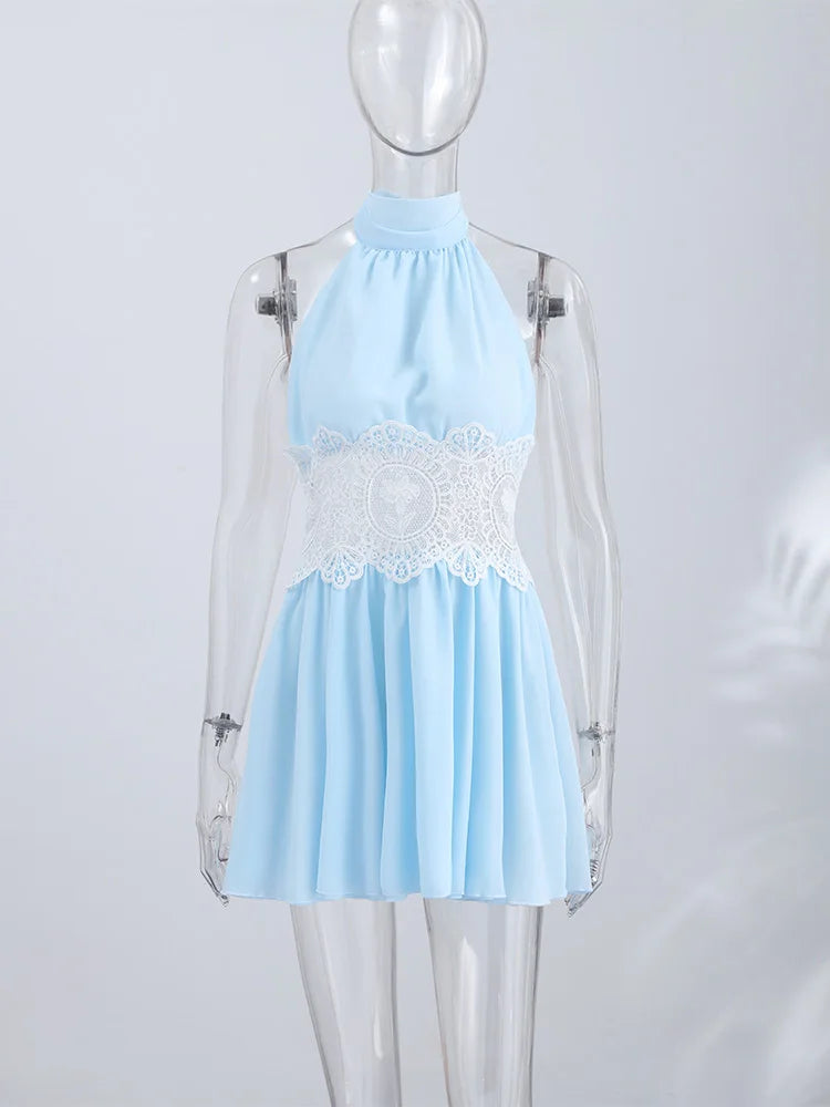 Women Pant Set Sheer Layers Spaghetti Strap Backless Lace Top Straps Solid Loose Straight Elastic Hem Fashion Beach Chic Suits