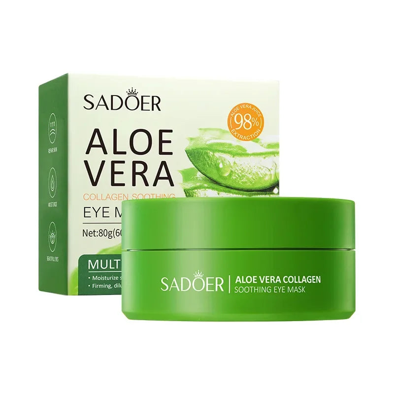 60 Pieces of Aloe Vera Collagen Eye Mask Moisturizing Firming , Bright and Transparent Eye Mask Patches, Suitable for All Skin