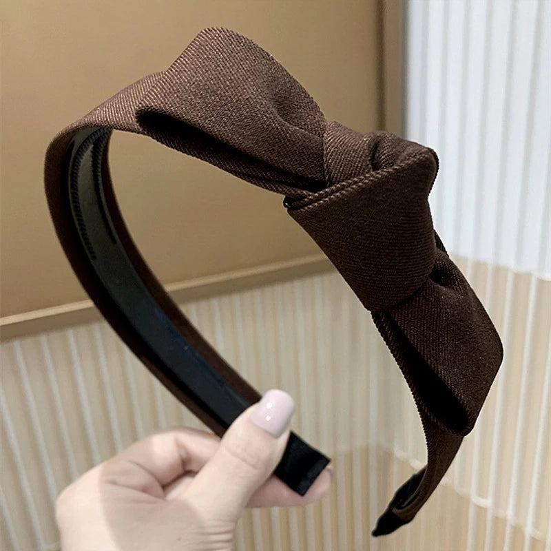 Headbands for Women Top Knot Wide Cloth Knotted Fabric Hair Hoop Coffee Beige Black Simple Hair Band Women Hair Accessories