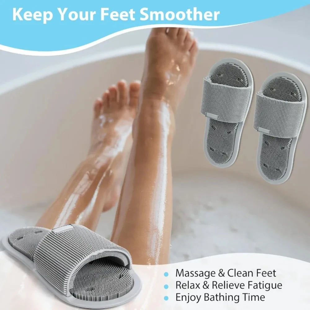 Shower Foot Scrubber Silicone Foot Brush Cleaner Non Slip Suction Cups Clean Exfoliate and Massage Feet No Bend Bathing Tools