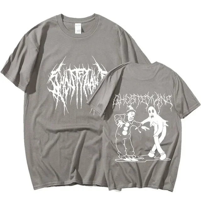 Men Women Print T-shirt Fashion Hip Hop Metal Gothic Rock T Shirt Loose Streetwear Summer Loose Sport T Shirt Y2K Short Sleeve