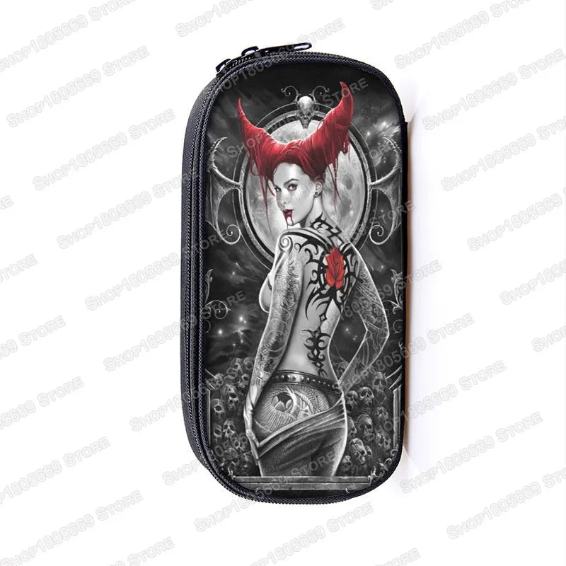 Cool Death Skull Cosmetic Cases Pencil Holder Kids Bag Boys Azrael Grim Reaper Pencil Box School Cases Children Makeup Bags