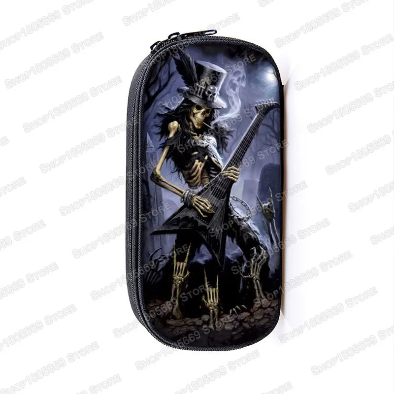 Cool Death Skull Cosmetic Cases Pencil Holder Kids Bag Boys Azrael Grim Reaper Pencil Box School Cases Children Makeup Bags