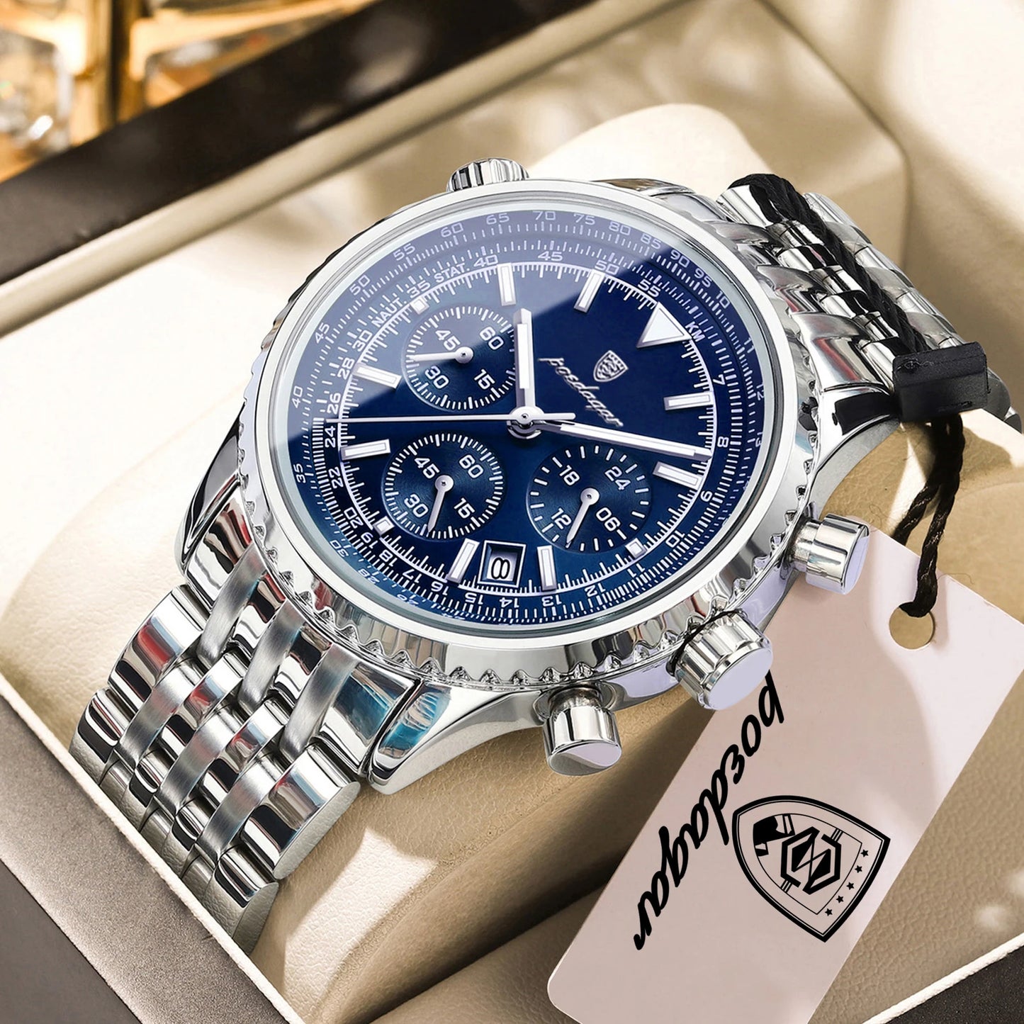 POEDAGAR Luxury Business Men's Watch Waterproof Luminous Date Chronograph Man Watch Quartz Stainless Steel Sport Watches For Men
