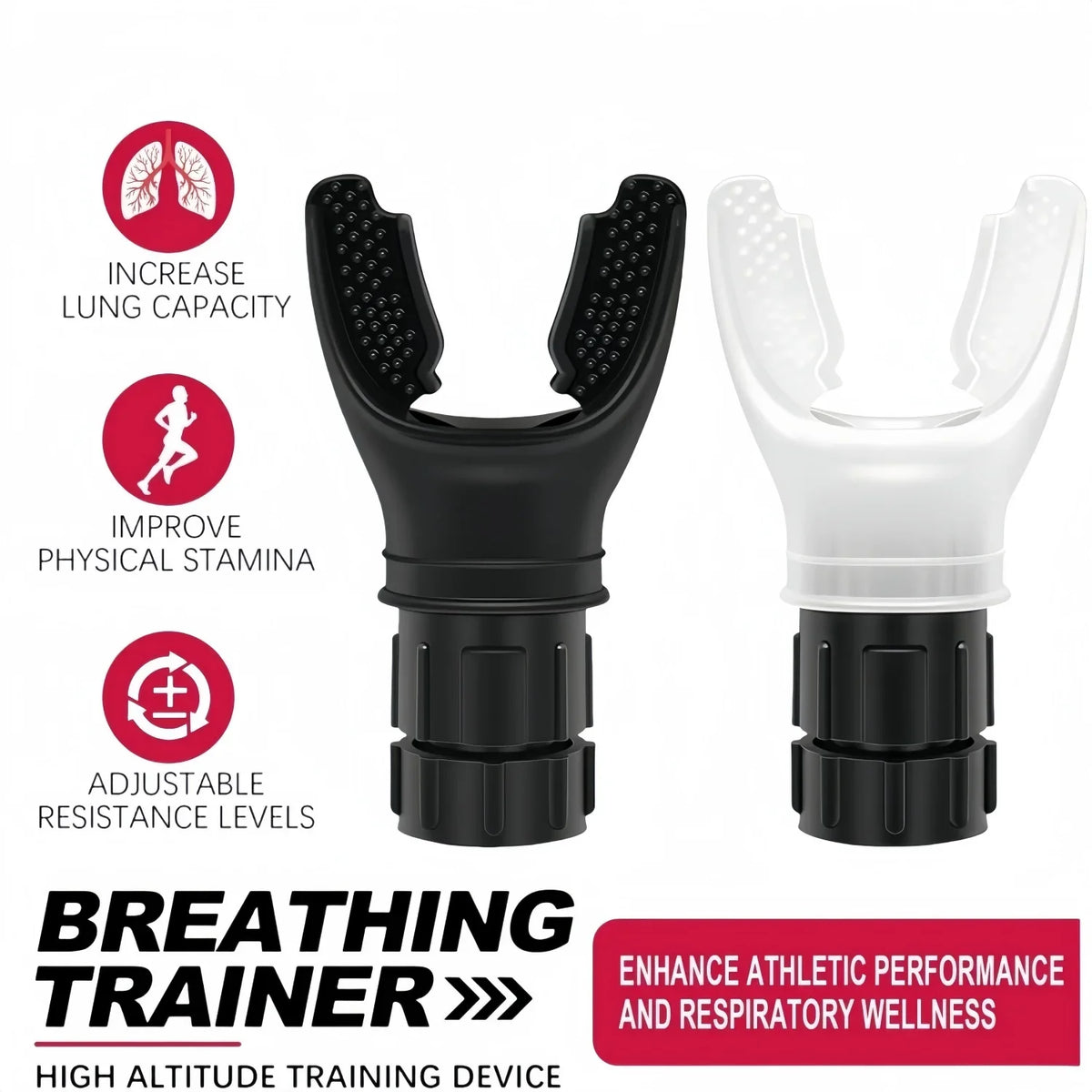 1PCS Breathing Trainer,Premium Silicone Trainer,Boost Breathing Patterns,Adjustable Resistance Levels,Compact, Portable