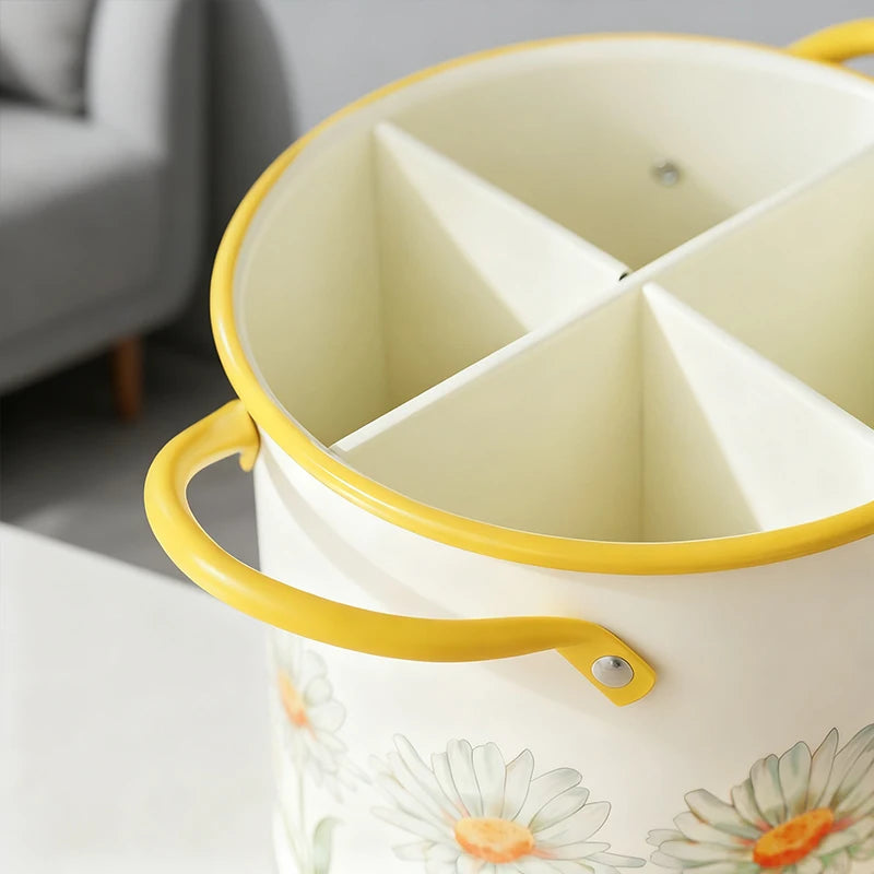 Vintage-Style Cutlery Storage Bucket (Knives & Forks), Chopstick & Utensil Draining Container, Kitchen Supplies Bucket