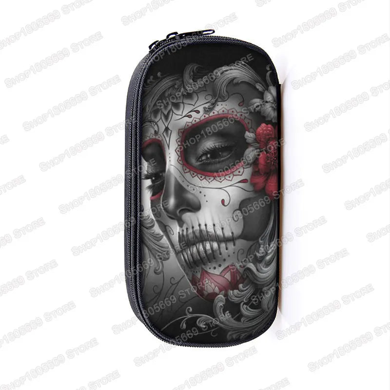 Cool Death Skull Cosmetic Cases Pencil Holder Kids Bag Boys Azrael Grim Reaper Pencil Box School Cases Children Makeup Bags