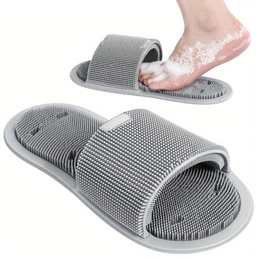 Shower Foot Scrubber Silicone Foot Brush Cleaner Non Slip Suction Cups Clean Exfoliate and Massage Feet No Bend Bathing Tools