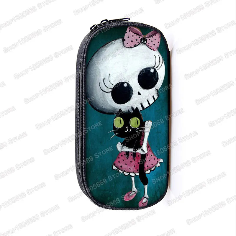 Cool Death Skull Cosmetic Cases Pencil Holder Kids Bag Boys Azrael Grim Reaper Pencil Box School Cases Children Makeup Bags