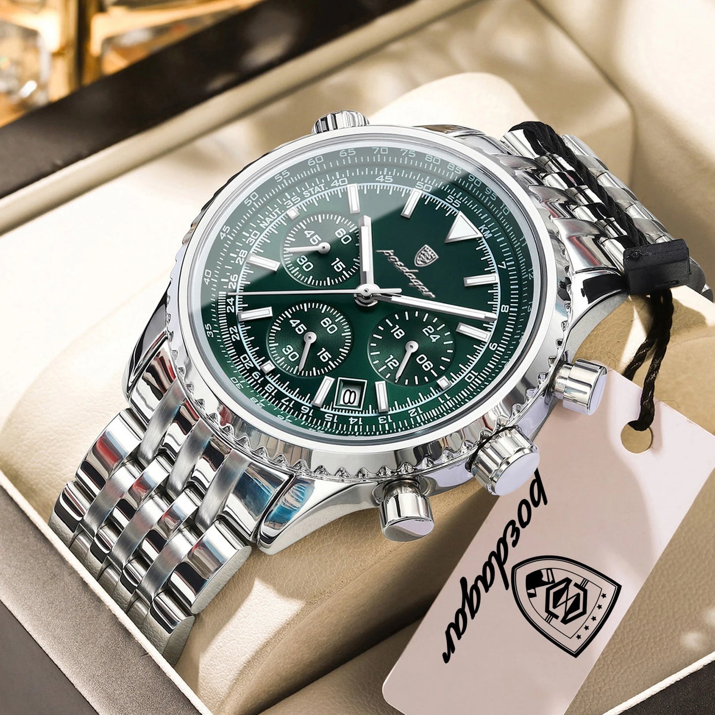 POEDAGAR Luxury Business Men's Watch Waterproof Luminous Date Chronograph Man Watch Quartz Stainless Steel Sport Watches For Men
