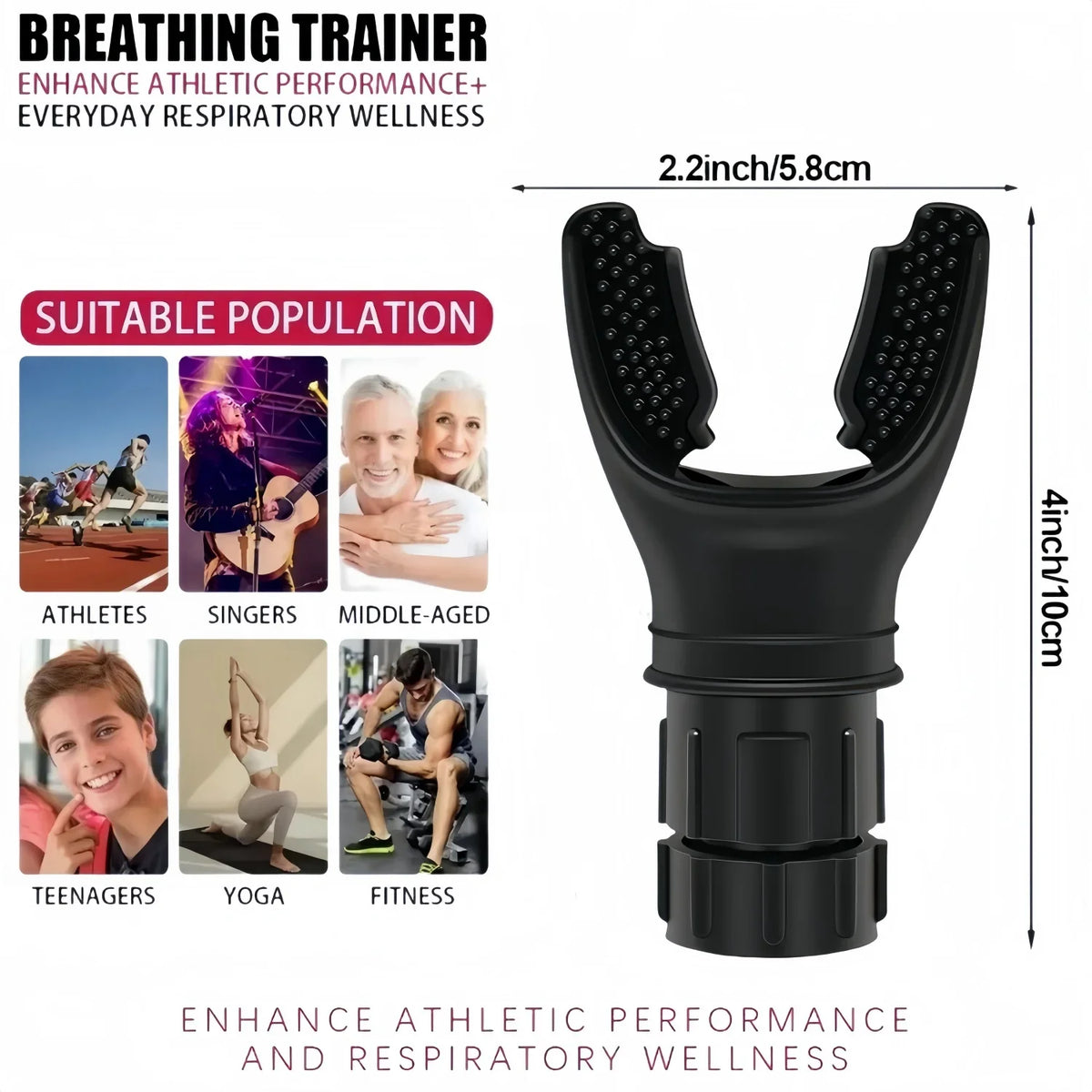 1PCS Breathing Trainer,Premium Silicone Trainer,Boost Breathing Patterns,Adjustable Resistance Levels,Compact, Portable