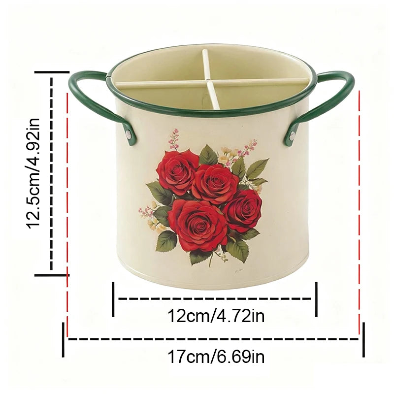 Vintage-Style Cutlery Storage Bucket (Knives & Forks), Chopstick & Utensil Draining Container, Kitchen Supplies Bucket