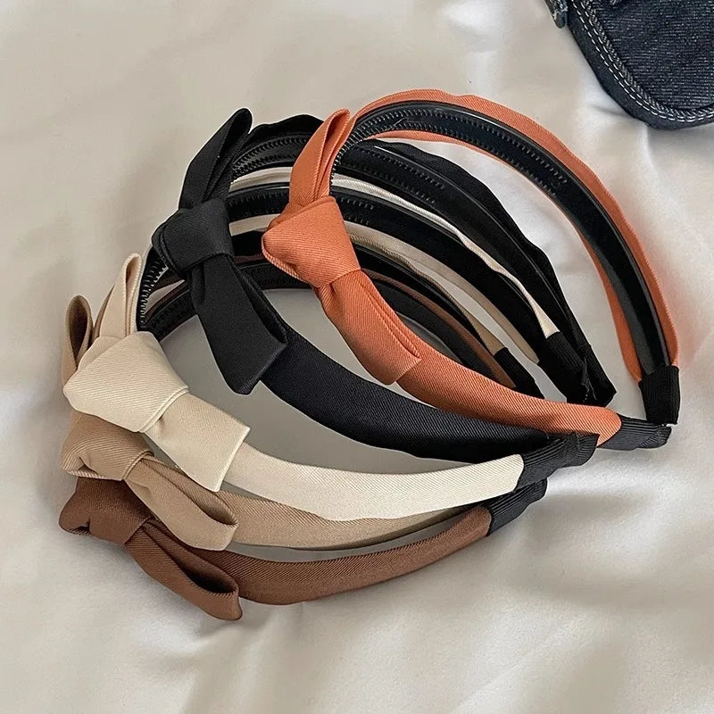 Headbands for Women Top Knot Wide Cloth Knotted Fabric Hair Hoop Coffee Beige Black Simple Hair Band Women Hair Accessories