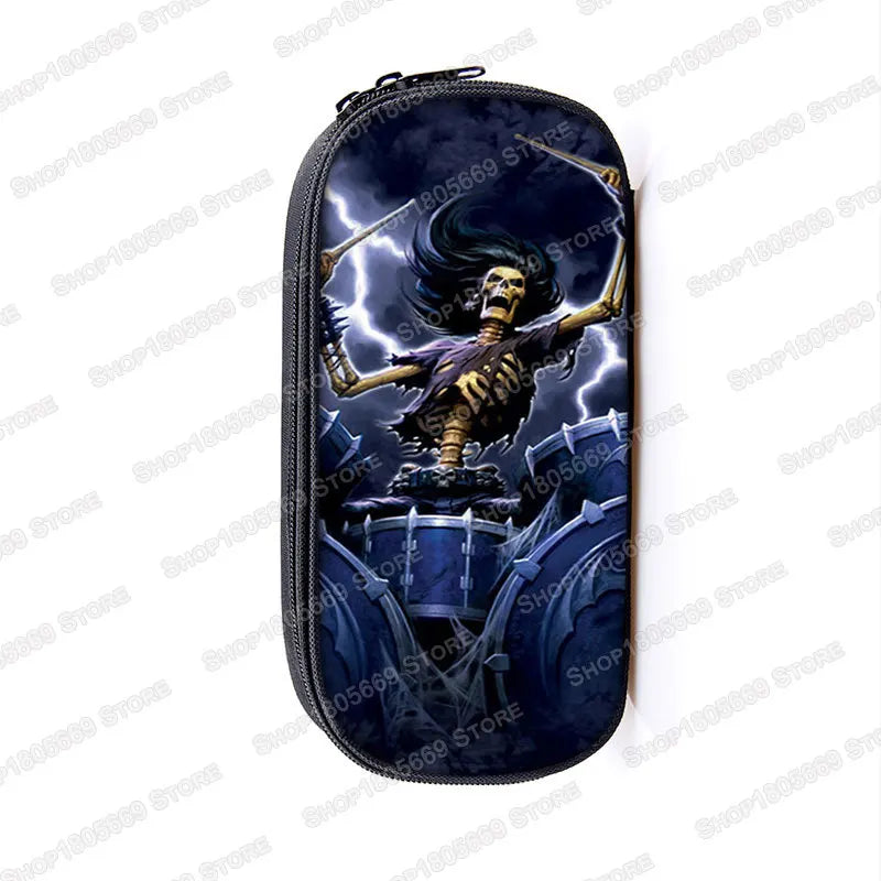 Cool Death Skull Cosmetic Cases Pencil Holder Kids Bag Boys Azrael Grim Reaper Pencil Box School Cases Children Makeup Bags