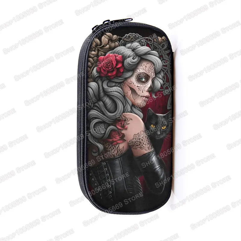 Cool Death Skull Cosmetic Cases Pencil Holder Kids Bag Boys Azrael Grim Reaper Pencil Box School Cases Children Makeup Bags