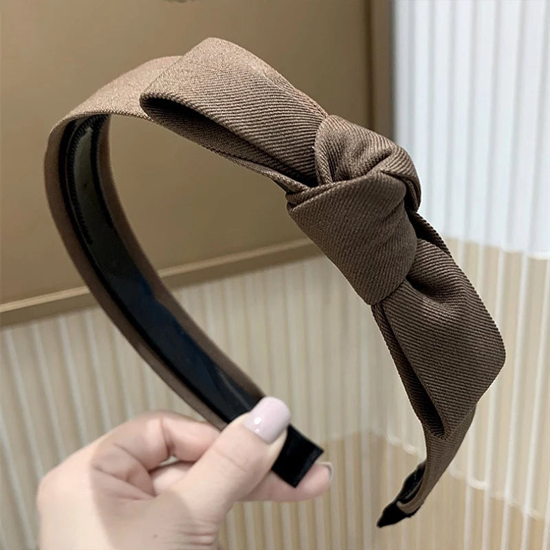 Headbands for Women Top Knot Wide Cloth Knotted Fabric Hair Hoop Coffee Beige Black Simple Hair Band Women Hair Accessories