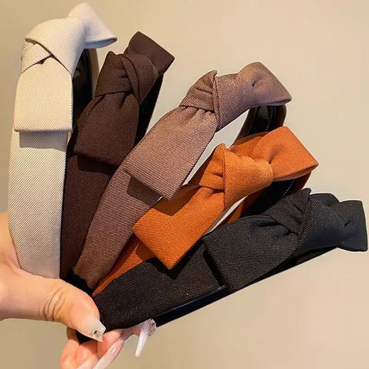 Headbands for Women Top Knot Wide Cloth Knotted Fabric Hair Hoop Coffee Beige Black Simple Hair Band Women Hair Accessories