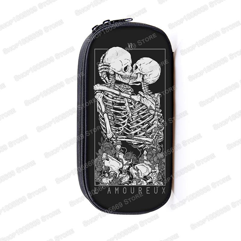 Cool Death Skull Cosmetic Cases Pencil Holder Kids Bag Boys Azrael Grim Reaper Pencil Box School Cases Children Makeup Bags