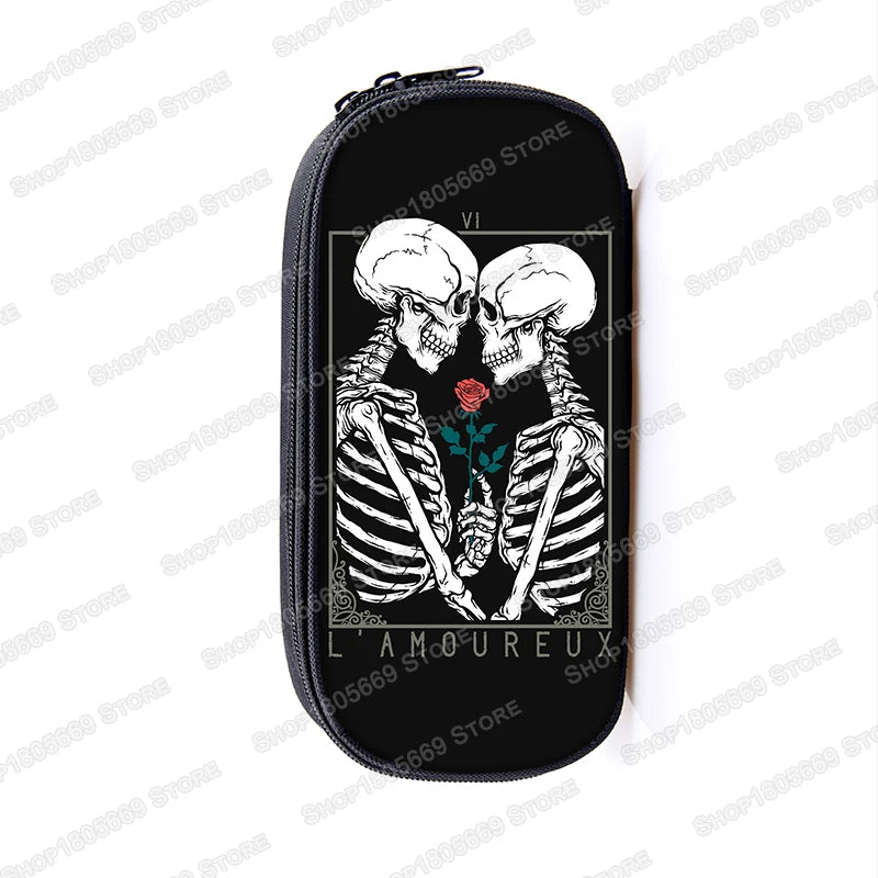 Cool Death Skull Cosmetic Cases Pencil Holder Kids Bag Boys Azrael Grim Reaper Pencil Box School Cases Children Makeup Bags