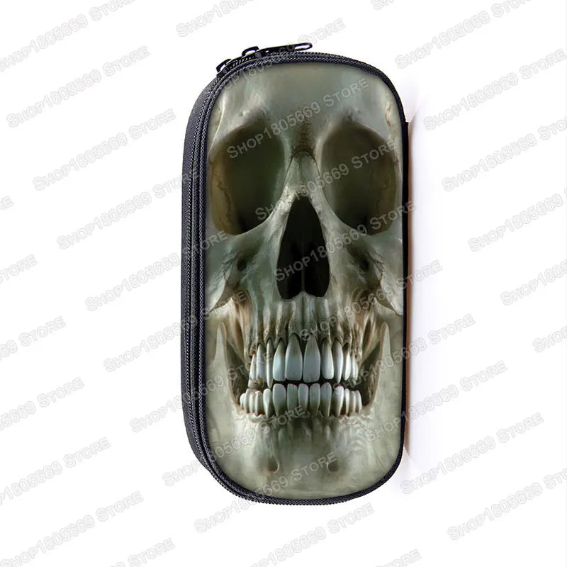 Cool Death Skull Cosmetic Cases Pencil Holder Kids Bag Boys Azrael Grim Reaper Pencil Box School Cases Children Makeup Bags