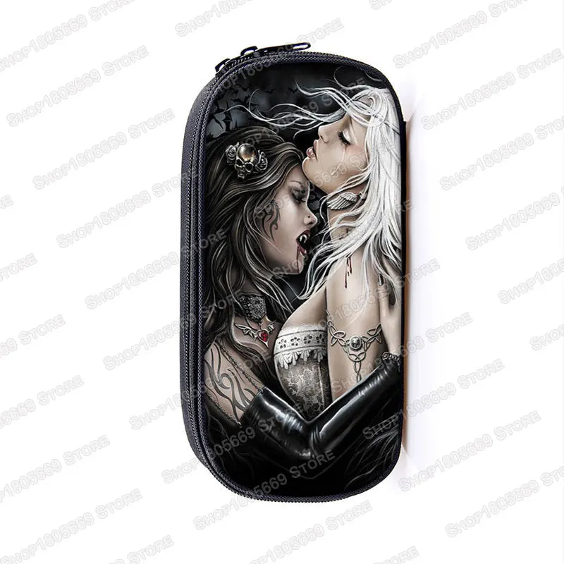 Cool Death Skull Cosmetic Cases Pencil Holder Kids Bag Boys Azrael Grim Reaper Pencil Box School Cases Children Makeup Bags