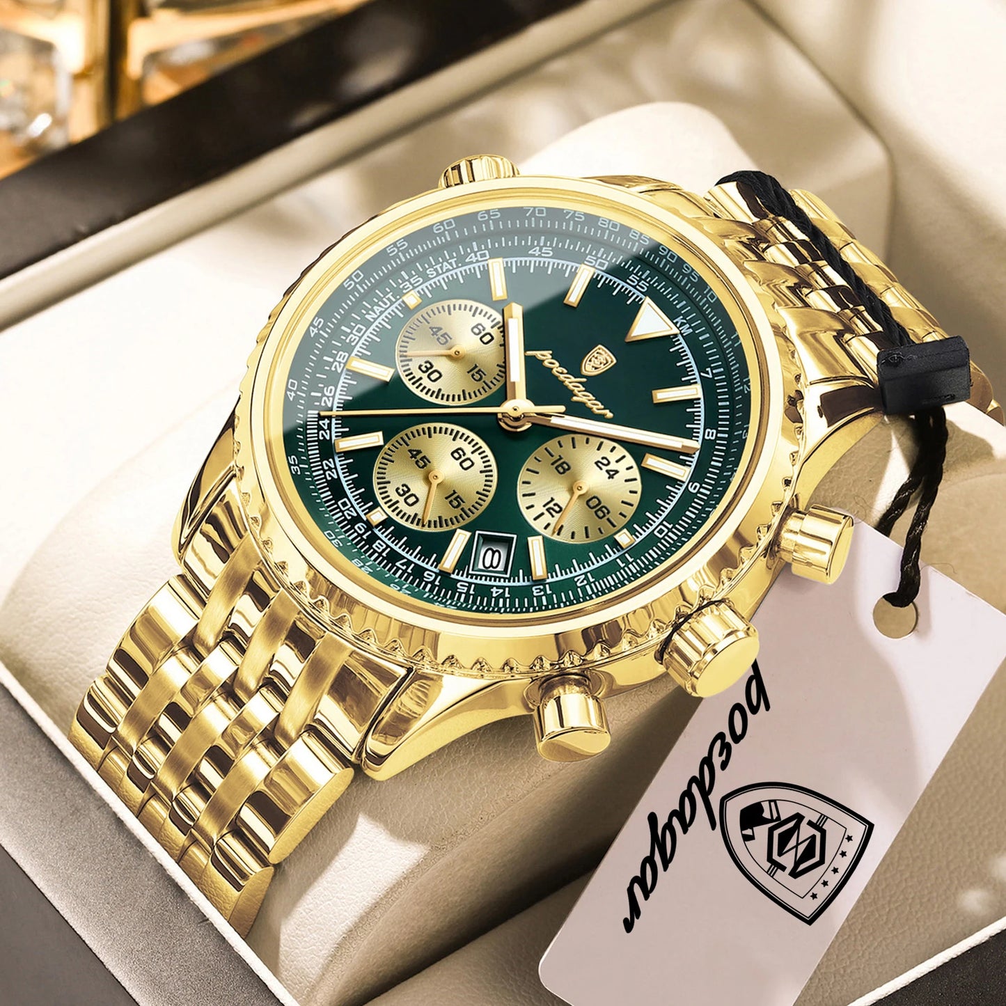 POEDAGAR Luxury Business Men's Watch Waterproof Luminous Date Chronograph Man Watch Quartz Stainless Steel Sport Watches For Men