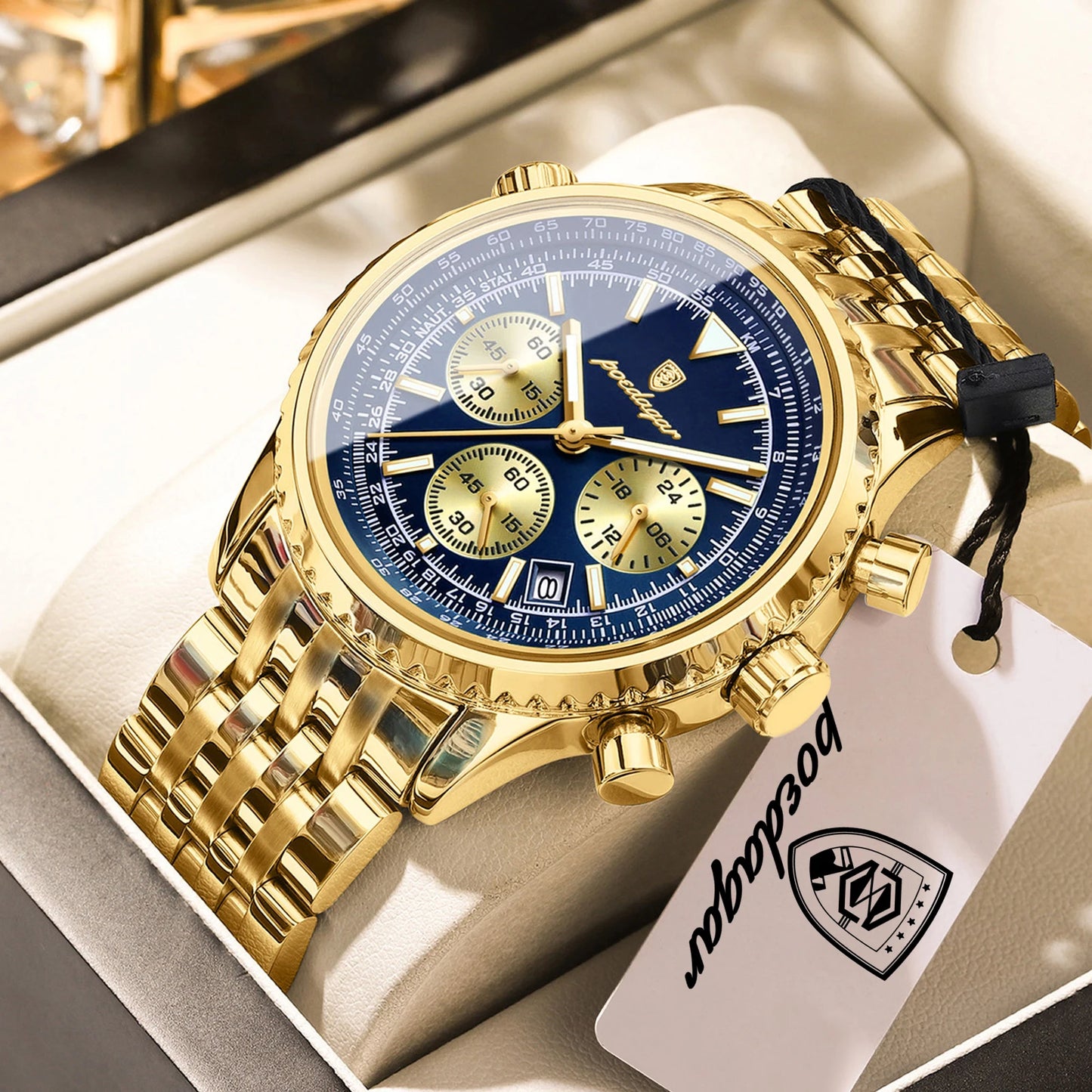 POEDAGAR Luxury Business Men's Watch Waterproof Luminous Date Chronograph Man Watch Quartz Stainless Steel Sport Watches For Men
