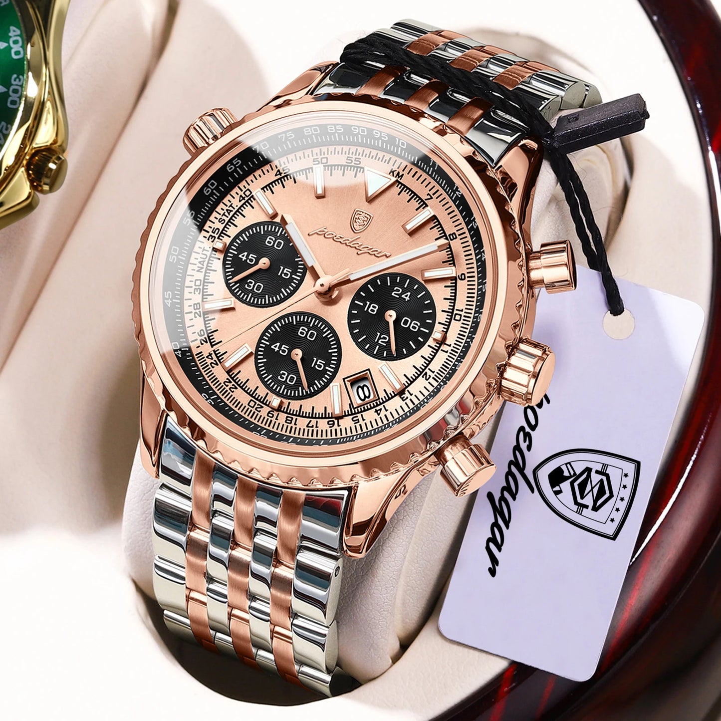 POEDAGAR Luxury Business Men's Watch Waterproof Luminous Date Chronograph Man Watch Quartz Stainless Steel Sport Watches For Men