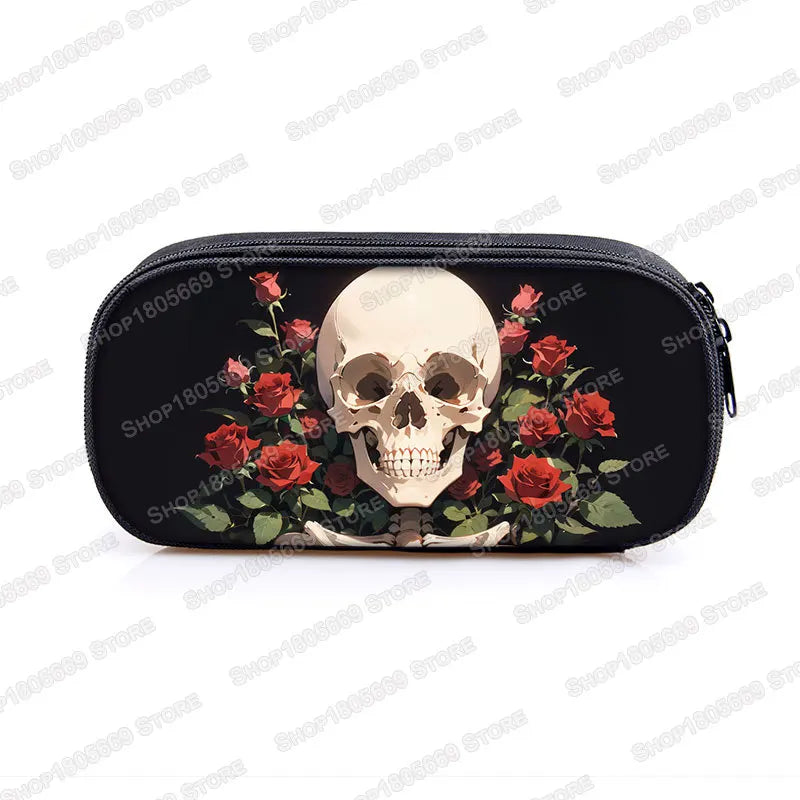 Cool Death Skull Cosmetic Cases Pencil Holder Kids Bag Boys Azrael Grim Reaper Pencil Box School Cases Children Makeup Bags