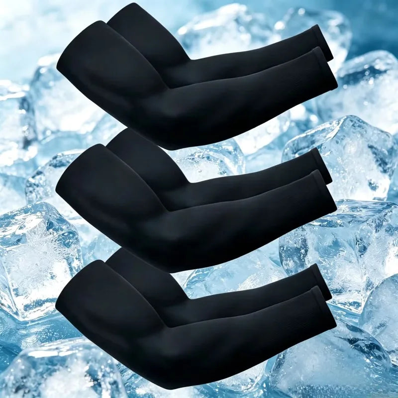 3Pairs Fashion Sun Ice Silk Sleeves Unisex Summer Sun Protection Arm Sleeves Suitable for Outdoor Riding, Driving, Fishing