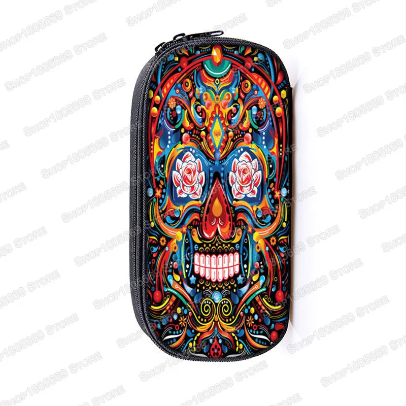 Cool Death Skull Cosmetic Cases Pencil Holder Kids Bag Boys Azrael Grim Reaper Pencil Box School Cases Children Makeup Bags