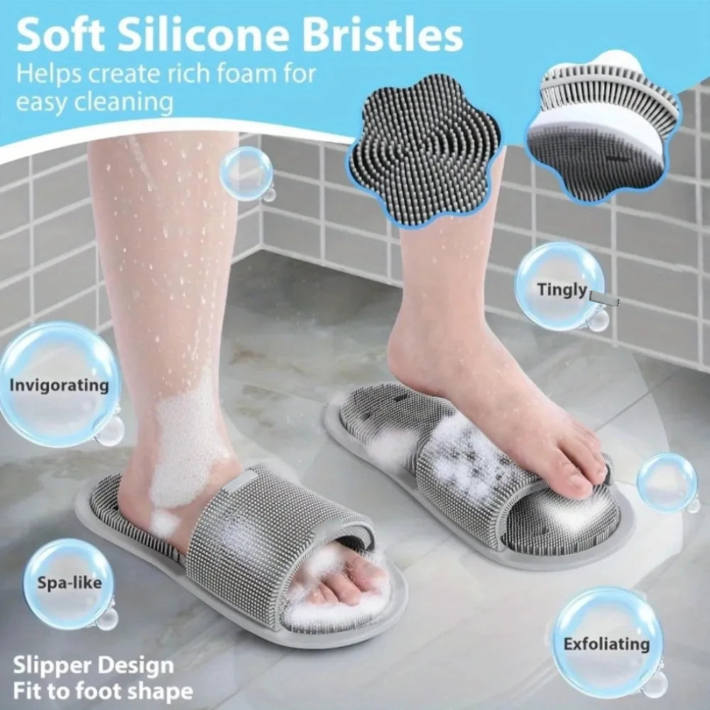 Shower Foot Scrubber Silicone Foot Brush Cleaner Non Slip Suction Cups Clean Exfoliate and Massage Feet No Bend Bathing Tools
