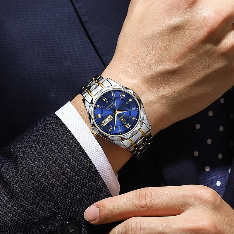 POEDAGAR Watch For Men Top Luxury Quartz Business Stainless Steel Waterproof Night Light Dating Male Watches Reloj Hombre