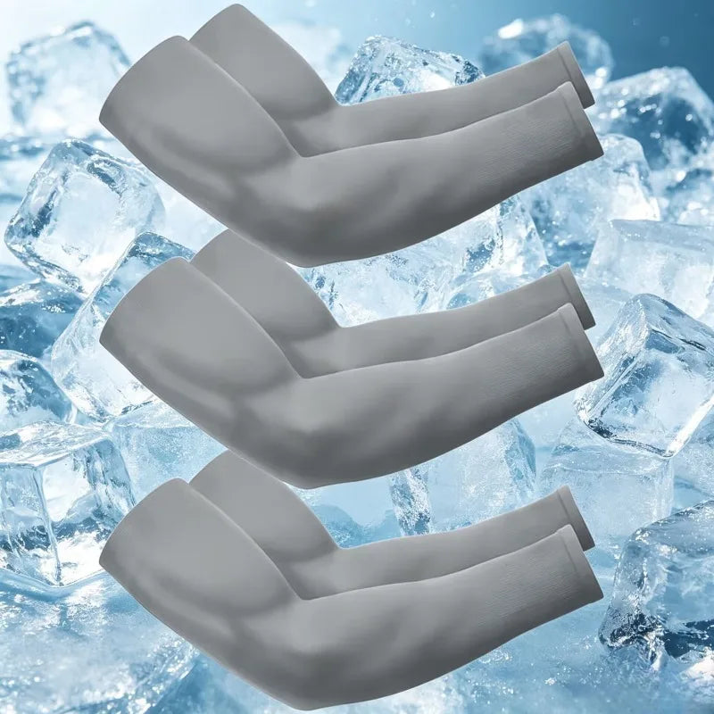 3Pairs Fashion Sun Ice Silk Sleeves Unisex Summer Sun Protection Arm Sleeves Suitable for Outdoor Riding, Driving, Fishing