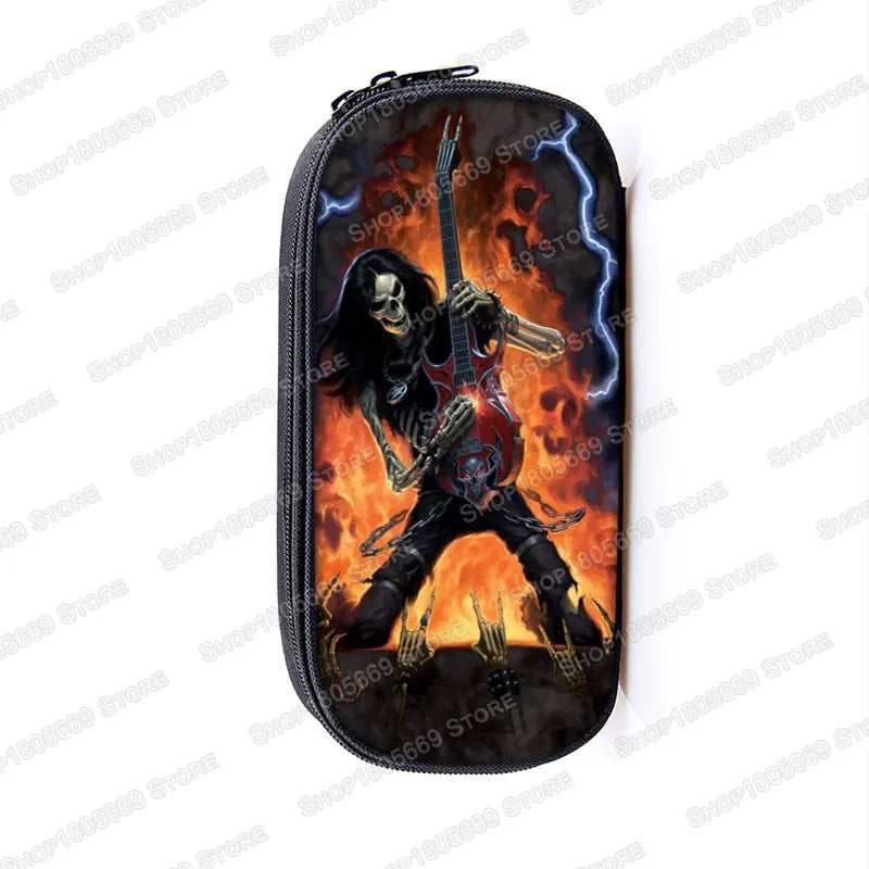 Cool Death Skull Cosmetic Cases Pencil Holder Kids Bag Boys Azrael Grim Reaper Pencil Box School Cases Children Makeup Bags