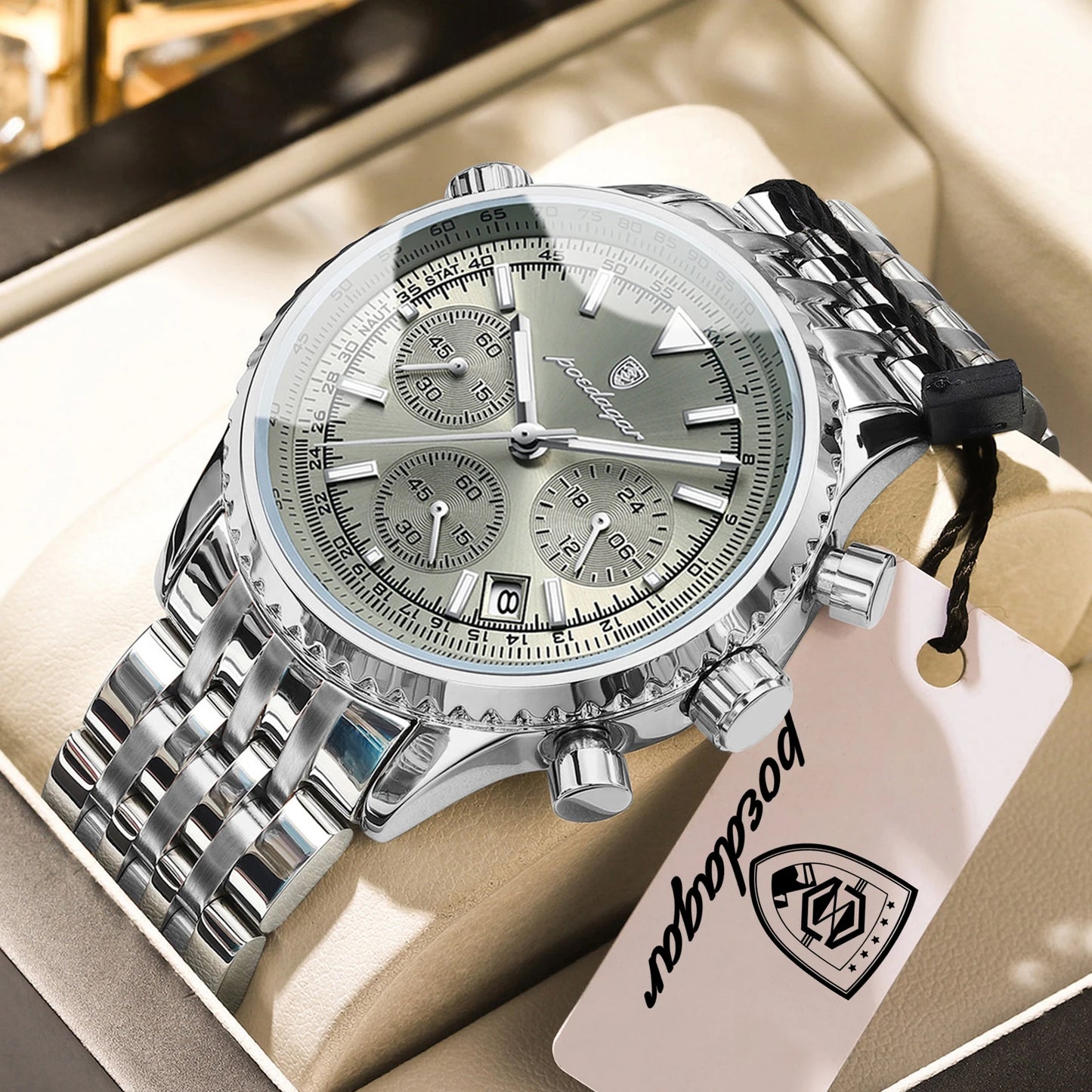 POEDAGAR Luxury Business Men's Watch Waterproof Luminous Date Chronograph Man Watch Quartz Stainless Steel Sport Watches For Men