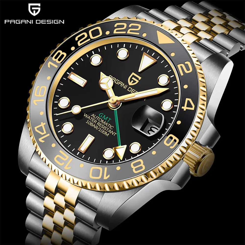 New GMT Watch PAGANI DESIGN 40mm Men Wristwatch Classic Luxury Mechanical Watches Top Brand 100M Waterproof Watches for Man 2026