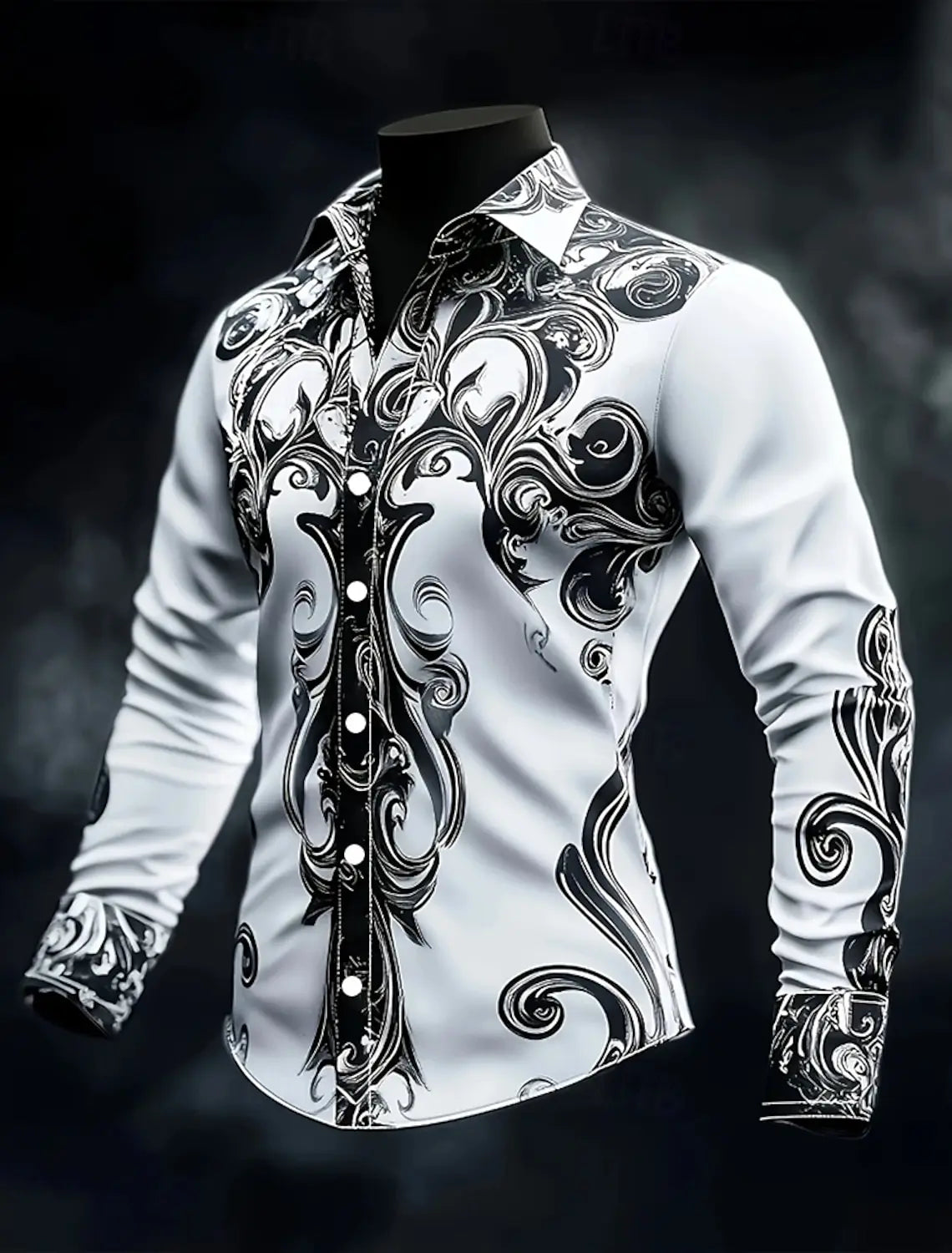Men's Floral Print Rose Flowers Shirt Button Up Shirt Long Sleeve Dark Gothic Style Streetwear Summer 3D Print Collared Shirts